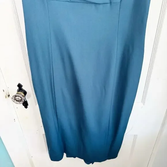 Lafayette 148 New York V-Neck Virgin Wool Pencil Dress Fluted Back Skirt Size 6 - Picture 4 of 12